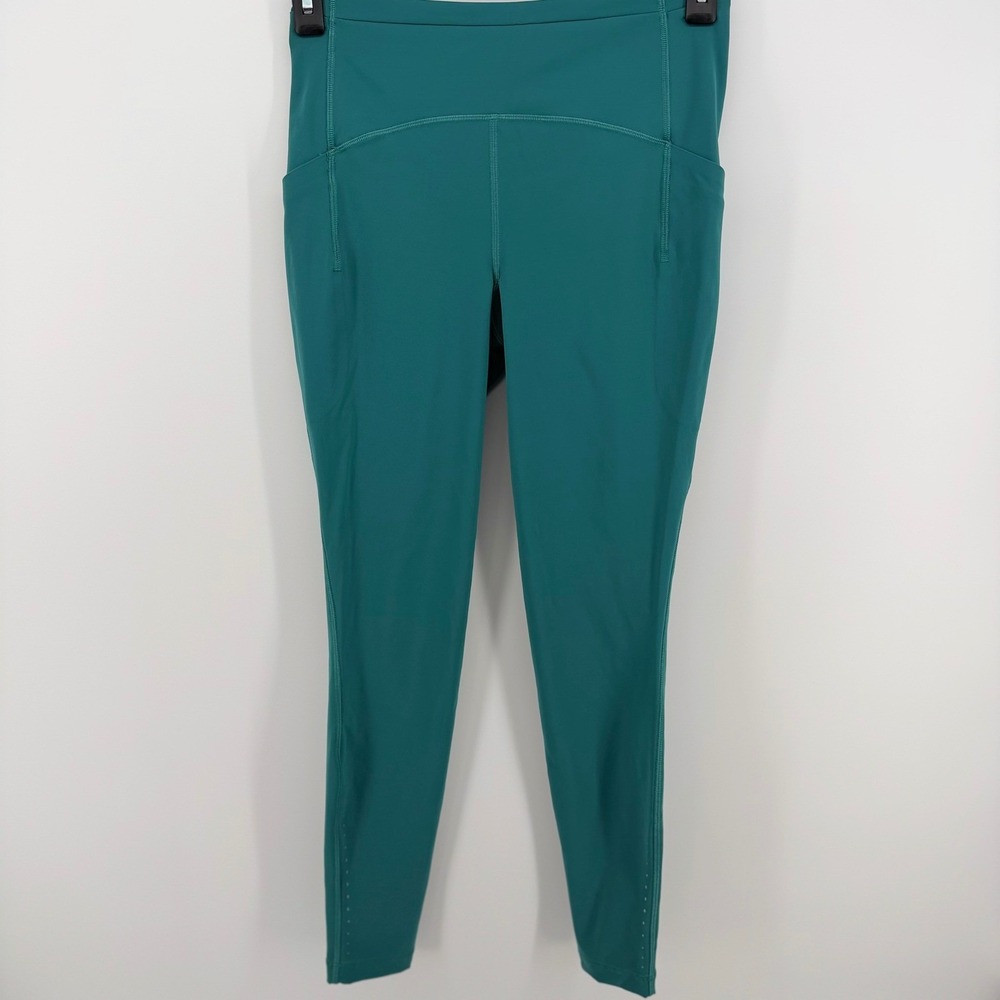 Lululemon Fast‎ & Free Tight Leggings 8 Teal Blue Green 28" Side Pocket Run
